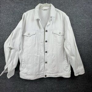 Noisy‎ May White Denim Trucker Jacket Womens Oversized Designer